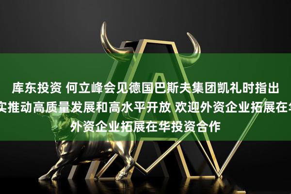 库东投资 何立峰会见德国巴斯夫集团凯礼时指出 中国正扎实推动高质量发展和高水平开放 欢迎外资企业拓展在华投资合作