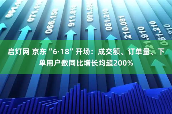 启灯网 京东“6·18”开场：成交额、订单量、下单用户数同比增长均超200%